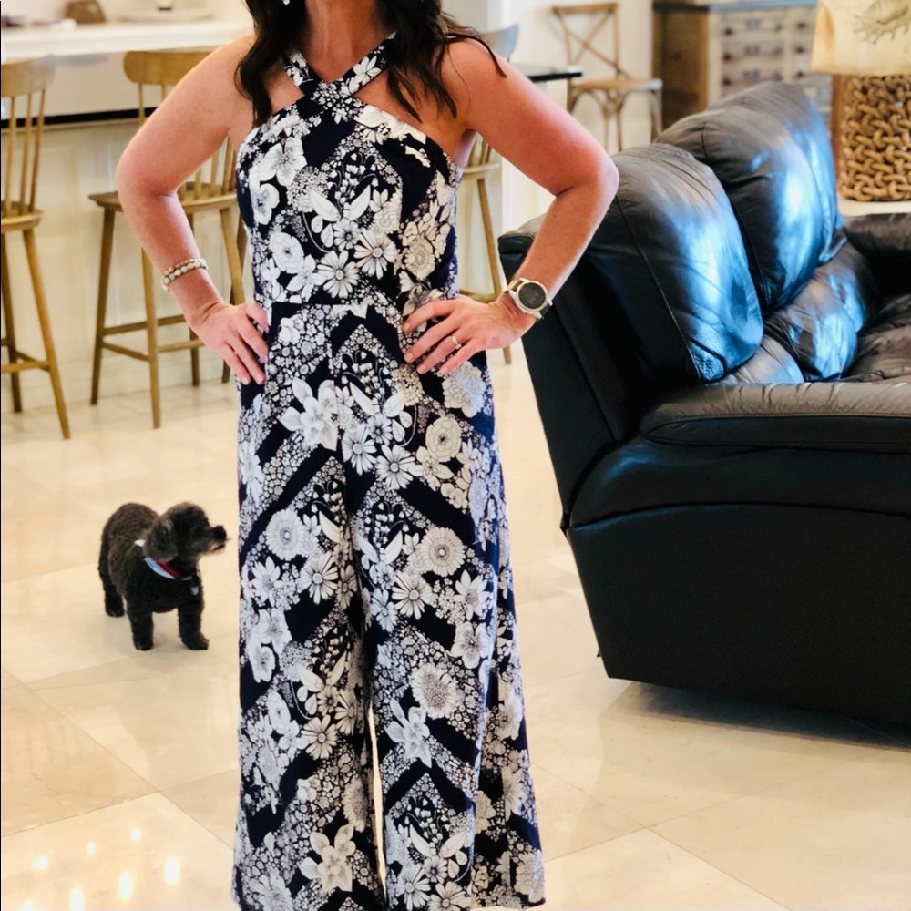 Anthropologie Floral Halter Jumpsuit